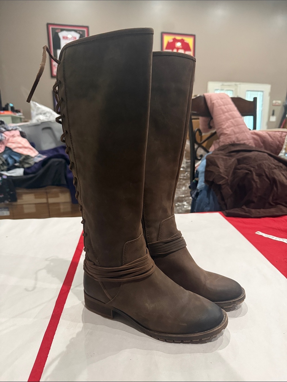 Arturo Chiang Brown Over-the-Knee Lace-Back Riding Boots